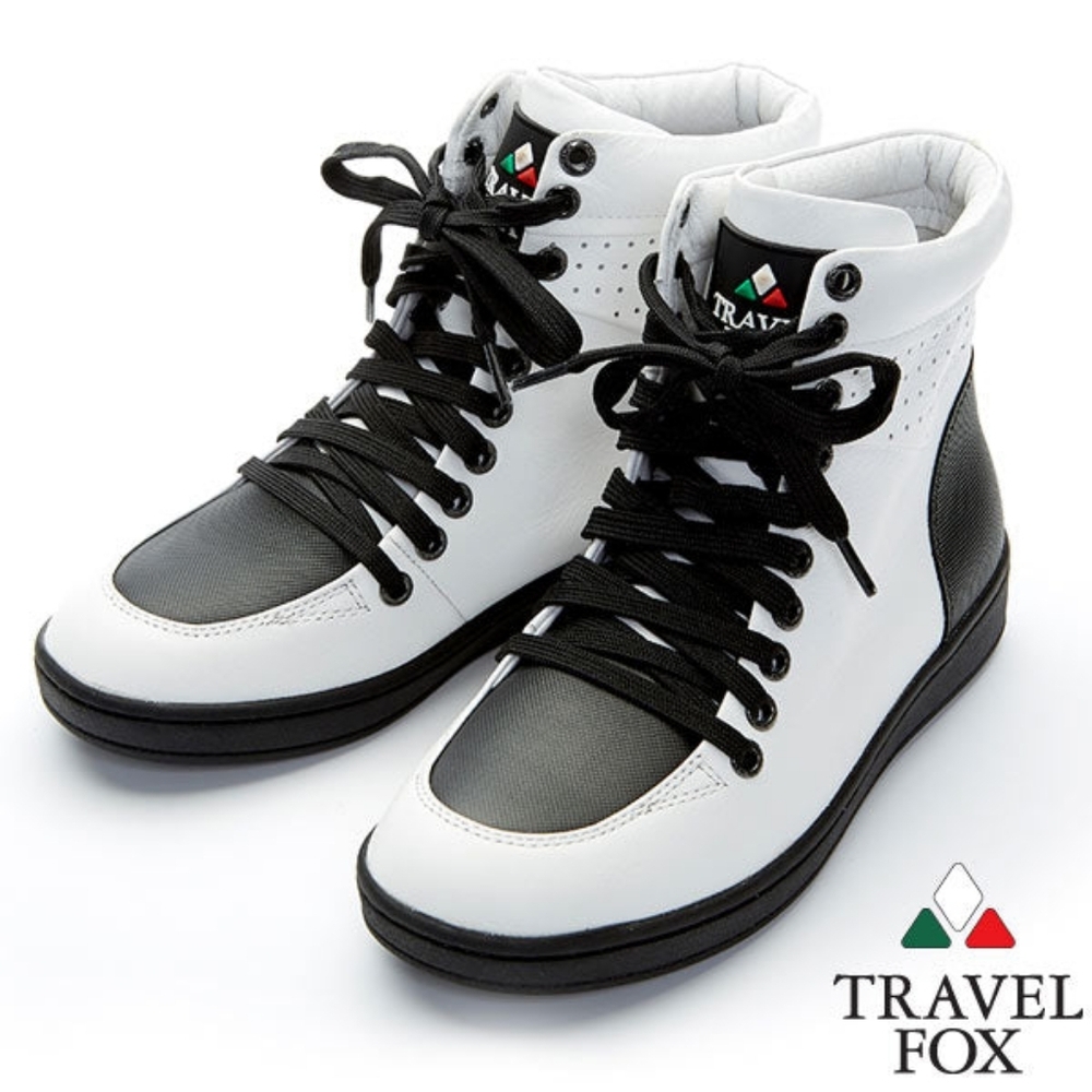 Travel Fox WOMEN'S 900 SERIES - TWO-TONE WHITE & BLACK NAPPA  LEATHER Size 7